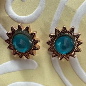 Hot Topic Gold and Teal Sunburst Earrings